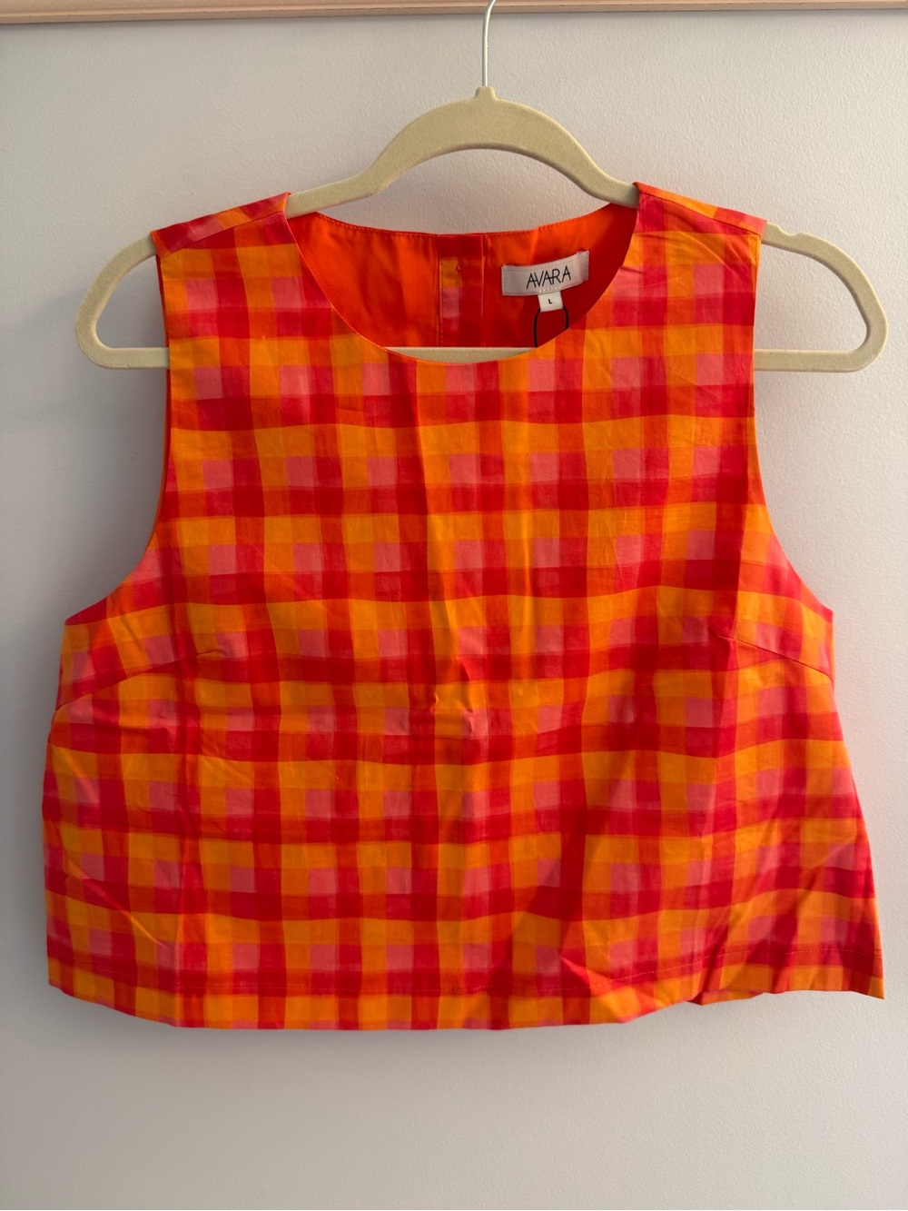AVARA Orange & Pink Plaid Maxi Skirt Set
